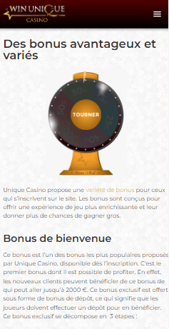 Win Unique bonus