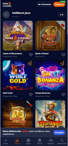 Nine Casino jeux
